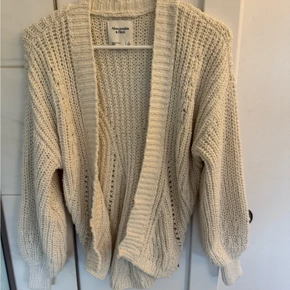Abercrombie & Fitch Cream Open-Front Cardigan - Picture 1 of 2